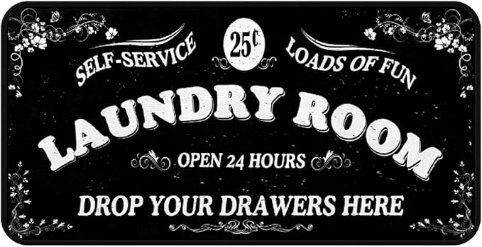 Laundry Room Long Rug Area Rug Non-Slip Floor Mat Waterproof Farmhouse Carpet for Kitchen 40" x 20"(Black-1)