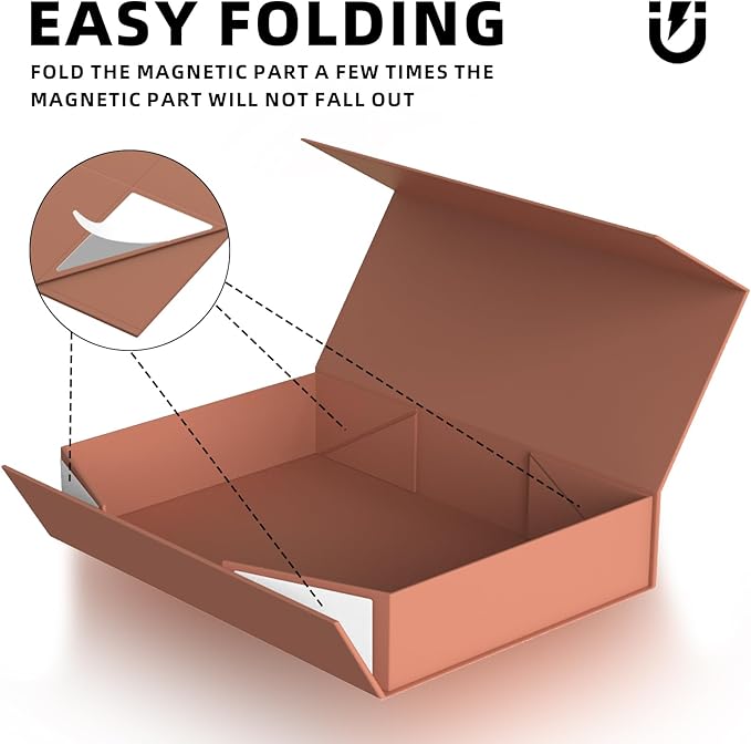 MOZRRO Gift Box 11.5 x 8.2 x 2.3 In Gift Boxes for Presents Magnetic Closure, Gift Boxes with Lids for Presents Birthday Luxury Jewelry T-shirts Gloves Scarves Books Clothes Gift Wrap - Rose Gold