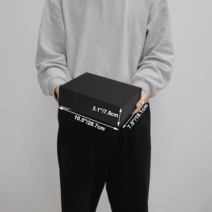 Ditwis 4 Pack 10.5x7.5x3.1 Inches Gift Boxes with Magnetic Closure Lids, Black Magnetic Box for Wedding, Groomsmen Bridesmaid Proposal, Birthdays, Mother's Day