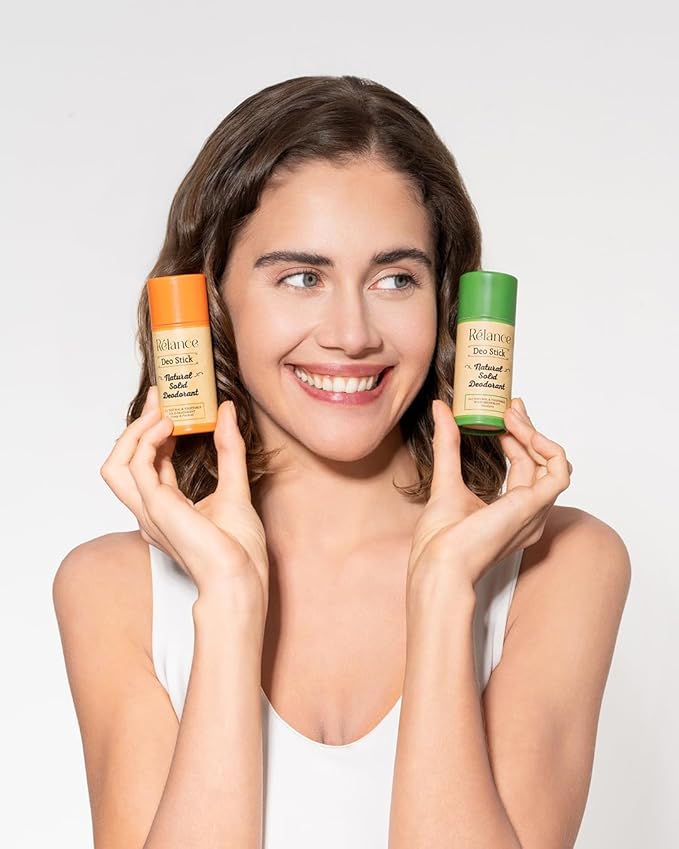 Relance Natural Solid Deodorant, Zero Waste, All Natural Vegetable, Eucalyptus and Orange Patchouli Scents, with Eco-Conscious Packaging (Orange)