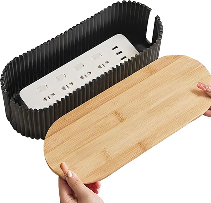 Cable Management Box, Safe Cord Organizer for Desk, Wire Storage Box with Extension Hiders, Tidy Desktop Solution, Cable Holder for Study Room, Living Room, Bedroom, Offices