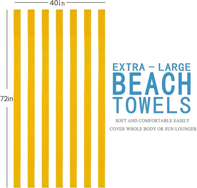 4 Packs Extra Large Beach Towel Bath Towel 72 * 40 Set Bathroom Sheets Bulk Oversized Soft Absorbent Thick XL Big Giant Microfiber Terry Blanket Clearance Turkish Toallas De Playa NOT Cotton Yellow
