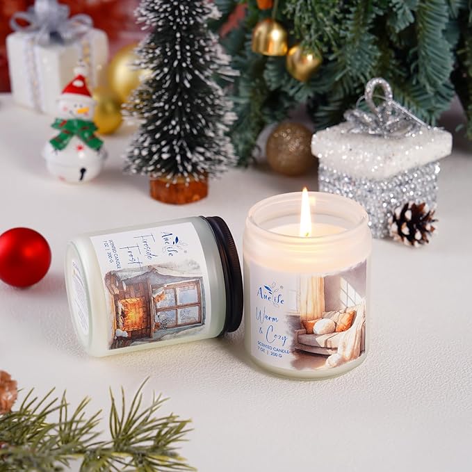 Hello Winter Candle | Fresh Citrus & Jasmine Scented Soy Candles - Winter Aromatherapy Candles Gift for Women & Men, Cozy Holiday Home Décor Candle, Long Lasting Clean Burn