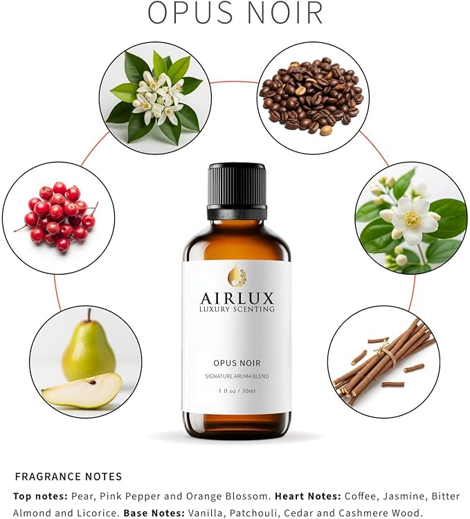 Signature Aroma Oil No. 034 Opus Noir – Aroma Oil for Cold Air & Waterless Diffusers and DIY Crafts – 30 mL, 1.0 fl oz Glass Bottle