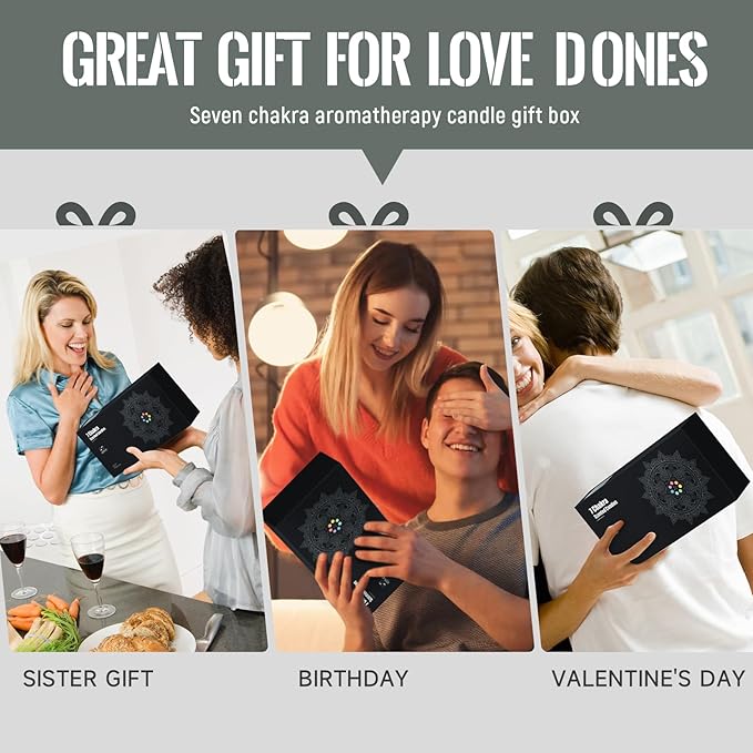 AOOVOO Chakra Candles with Healing Crystals - 7 Chakra Candle Set, Spiritual Gifts for Women, Aromatherapy Candle, Soy Candles for Women