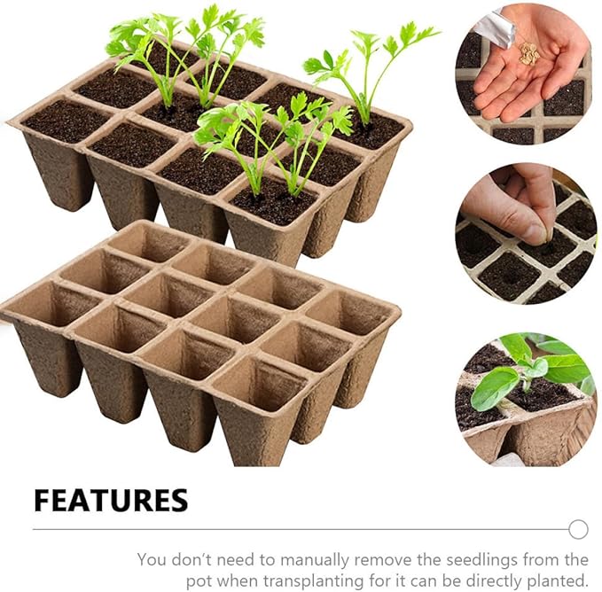 Biodegradable Plant Nursery Cups with Labels and Seedling Starters Plant Starting Pots for Vegetable Seedlings and Cuttings Gardening Starter Kit for Home and Nursery Use