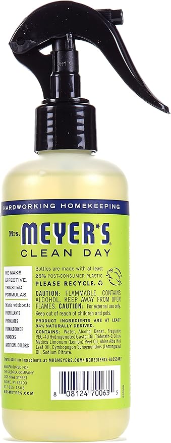 Mrs. Meyer's Clean Day Room Freshener Spray Bottle, Lemon Verbena Scent, 8 Fl oz (Pack of 2)