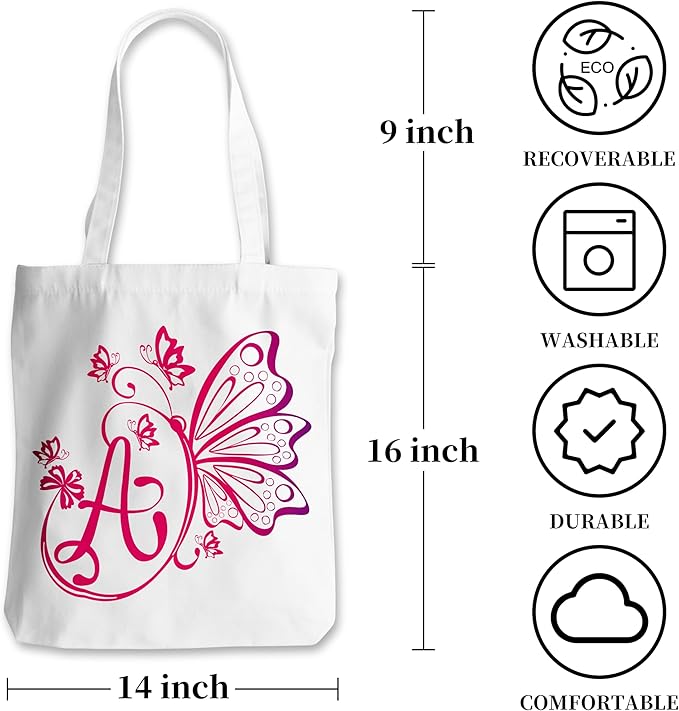 Grace Yonks Butterfly Monogram Canvas Tote Bags with The Letter