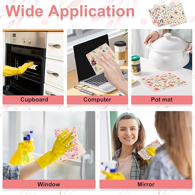 Lucomb 10 Pack Swedish Dishcloths with Hooks, Cellulose Reusable Kitchen Towels Super Absorbent Paper Towels Dish Cloth for Home Kitchen Dishes Cleaning (Quick Drying & Washable Decorative)