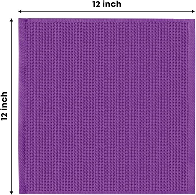 Artoid Mode 100% Cotton Purple Waffle Weave Kitchen Dish Cloths, 12x12 Inch Ultra Soft Absorbent Quick Drying Kitchen Dish Towels Set of 6