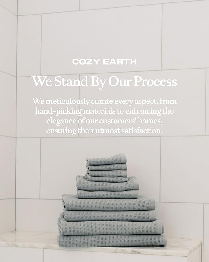 Cozy Earth Waffle Bath Towels - 60% Cotton 40% Viscose from Bamboo Bath Towels 30 x 58 Inches - Soft & Absorbent Terry, Reversible Mini Textured Waffle & Weave Pattern - 2 Pack