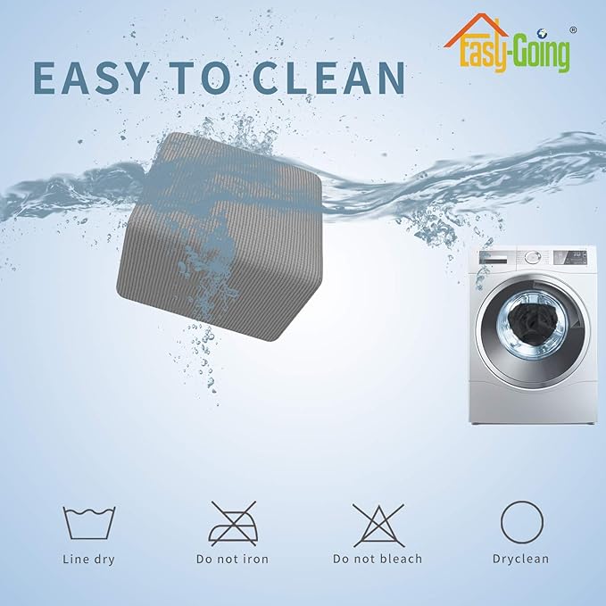 Easy-Going Stretch Ottoman Cover Folding Storage Stool Furniture Protector Soft slipcover with Elastic Bottom (X-Small,Light Grey)