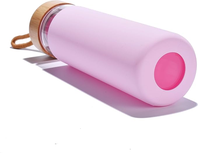 20 Oz Borosilicate Glass Water Bottles with Silicone Sleeve BPA Free, Dishwasher Safe - Reusable Clear Glass Drinking with Leak Proof Bamboo Lid | Perfect Gym Water Bottles for Men & Women