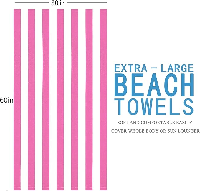 4 Packs Extra Large Bath Towels Striped Beach Towel Set Bathroom Sheets Bulk Oversized Soft Fluffy XL Big Absorbent Microfiber Blanket Turkish Hotel Shower Pool Hot Tub Toallas Baño Grandes Pink
