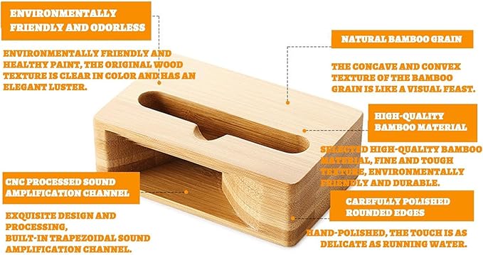 Wooden Phone Holder Speaker - Stylish Desktop Mobile Stand, Wooden Phone Holder for, Hands-Free Viewing Comfort, Easy to Use Foldable Design, Phones Accessory Tool, Audio Amplifier Accessory