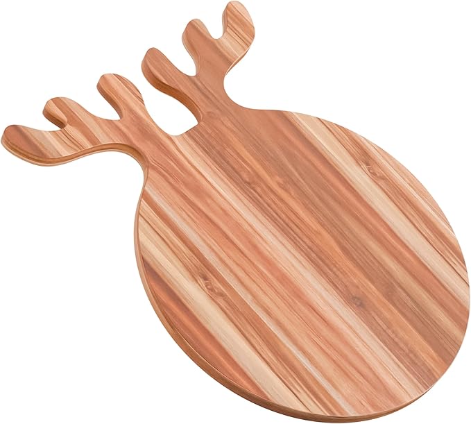 New – Reindeer Charcuterie Board – Acacia Wood Christmas Cutting Board (17x13in) Holiday Serving Tray, Winter Cheese Board, Wooden Christmas Platter & Kitchen Decor Gift for Festive Entertaining