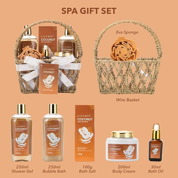 Christmas Gifts for Women - 7Pcs Luxury Bath and Body Gift Basket Set for Women & Men Perfect Gift | Mothers Day Gifts for Mom, Father's Day, Birthday Gifts for Her & Him, All Occasion Holiday Present