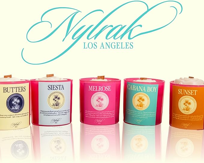 Nylrak™ Melrose Hydrating Body Oil Candle, Cherry, Vanilla and Rose Scent, Soy and Coconut Wax with Natural Wood Wick, Melts into a Moisturizing Body Oil, Vegan and Cruelty Free (Small, 9, Ounce)