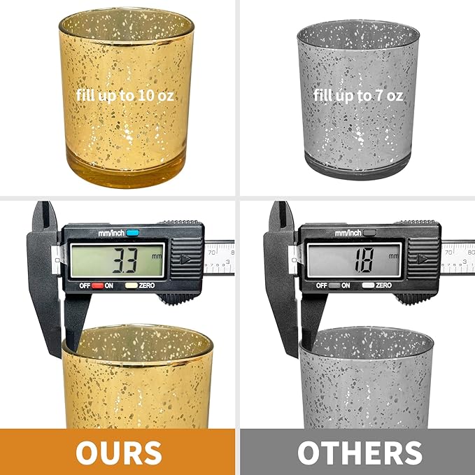 12 Pack Glass Candle Jars-10oz Golden Empty Candle Jars with Bamboo Lids, Bulk Candle Jars for Gold Wedding Centerpieces for Table Decorations, Gold Party Bridal Shower Decorations