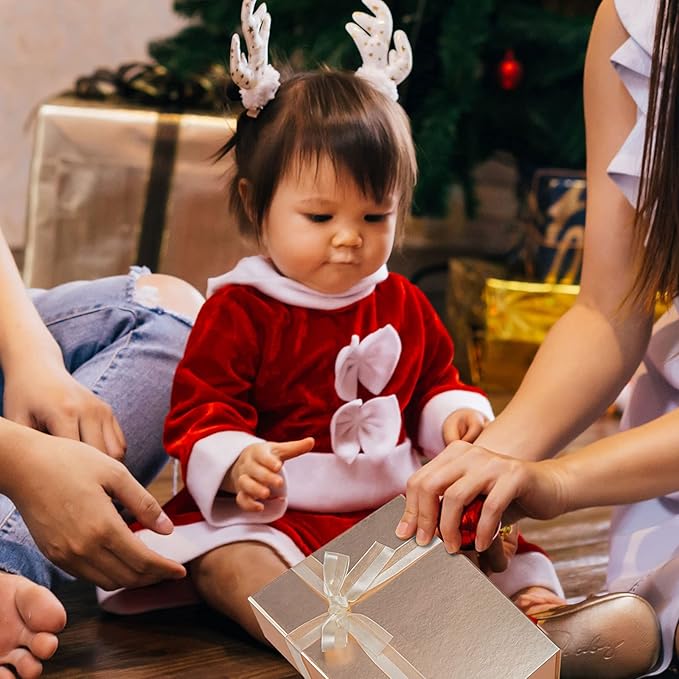 LIFELUM Large Gift Box 2 Pack 13.85 x 8.35 x 4.45 Rose Gold Gift Box with Magnetic Lid Bridesmaid Proposal Gift Boxes for Presents Contains Card, Ribbon, Shredded Paper Filler