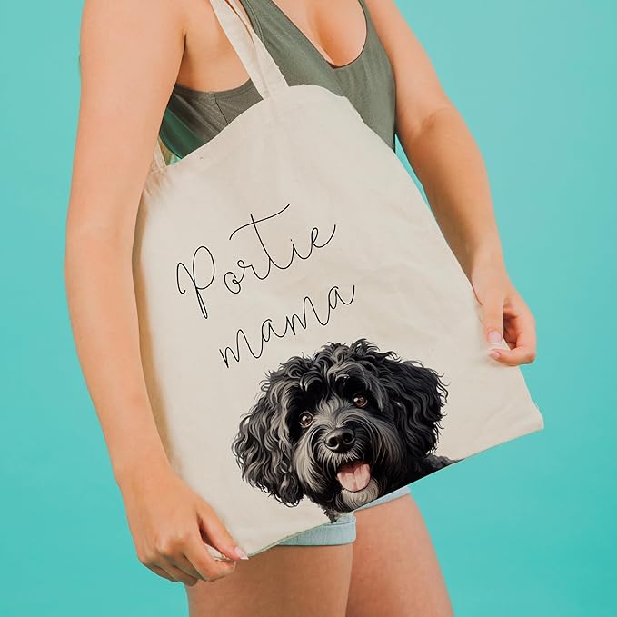 Dog Mama Tote Bag – Cute Dog Lover Canvas Bag, Reusable Shopping Shoulder Bag for Women, Pet Mom Gift,