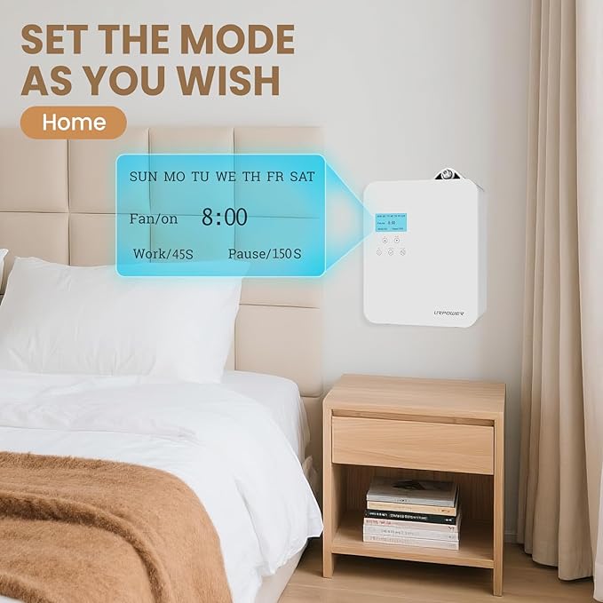 URPOWER Waterless Nebulizing Scent Diffuser 300ml Lockable Oil Bottle, Up to 3000 Sq Ft, Smart APP Control HVAC/Wall/Desktop Cold-Air Aromatherapy Machine for Home/Office/Hotel Starter Oil Included