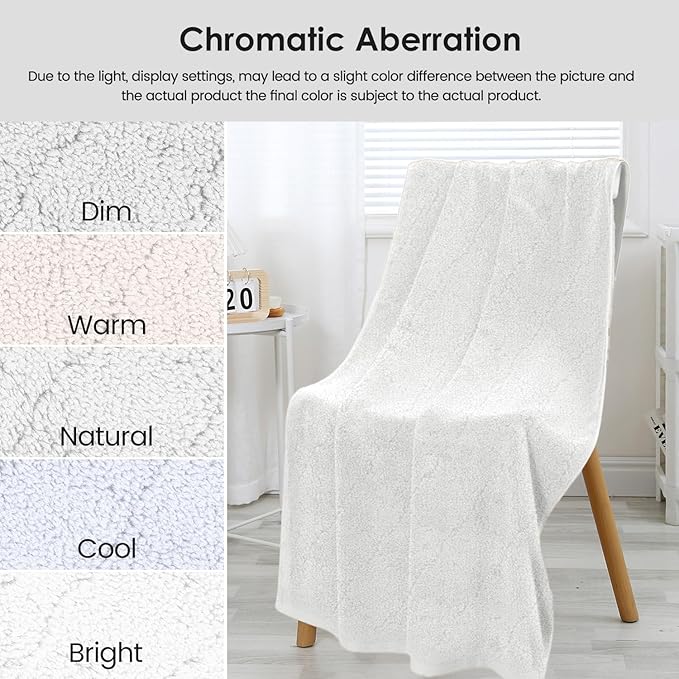 JML Microfiber Bath Towels, Oversized, Ultra Soft, Super Absorbent and Fast Drying, No Fading Large Bathroom Towel Set for Sport, Travel, Fitness, SPA and Yoga (Coral Fleece - White, 30 in x 60 in)