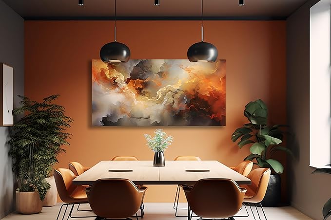 VHMING Abstract Wall Art Home Decor Orange Artwork Wall Art Prints Canvas Painting Wall Decor for Living Room Bedroom Office Decoration 29"x58"