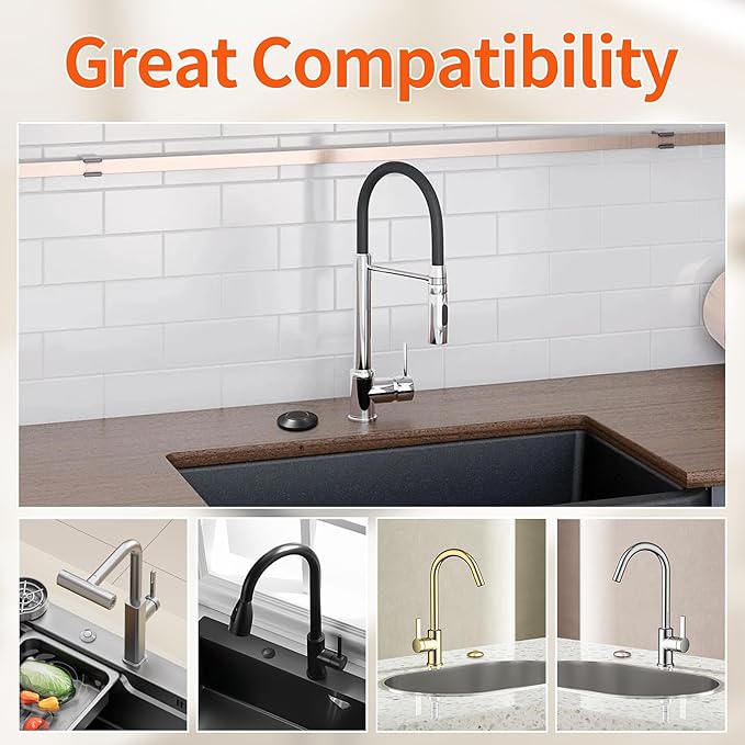 Joinfworld Garbage Disposal Air Switch Kit Waterproof Garbage Disposal Button Kit with Long Garbage Disposal Switch Oil Rubbed Bronze - UL Listed