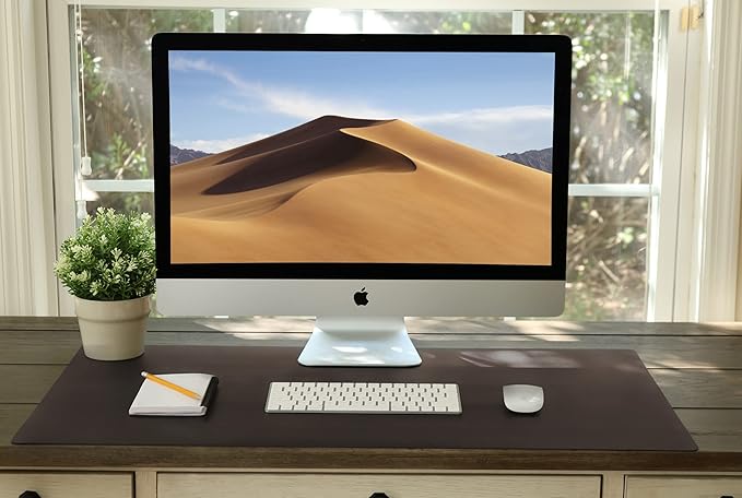 Vine Creations Leather Desk Mat 24" x 17", Desk Protector Mat, PU Leather Desk Pad, Small Desk Pad Mat, Desk Blotter, Desk Pads on Top of Desks, Desk Mat for Home or Office (Dark Brown)