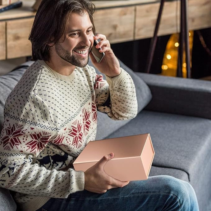 Gift Boxes 10"x6"x3" with Magnetic Closure Lid Gift Boxes for Presents,Bridesmaid Gifts Box,Cute Box,Luxury for Gift Packaging, Magnetic Gift Box for Wrapping Gifts (Rose Gold/5PCS)