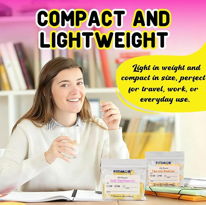 600 Pack Pill Bags for Travel, Travel Pill Organizer and Medication Bag, Pill Pouches and Vitamin Organizer, Small Zip Lock Bags for Pills, Reusable Baggies for Vitamins Holder with Write