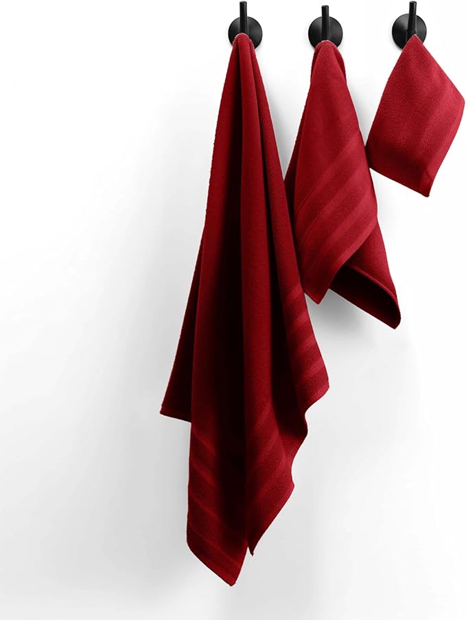 Hearth & Harbor Bath Towels for Bathroom - 100% Ring Spun Cotton Luxury Bathroom Towels - Soft & Highly Absorbent Bath Towels Set, 6 Piece Set, Red