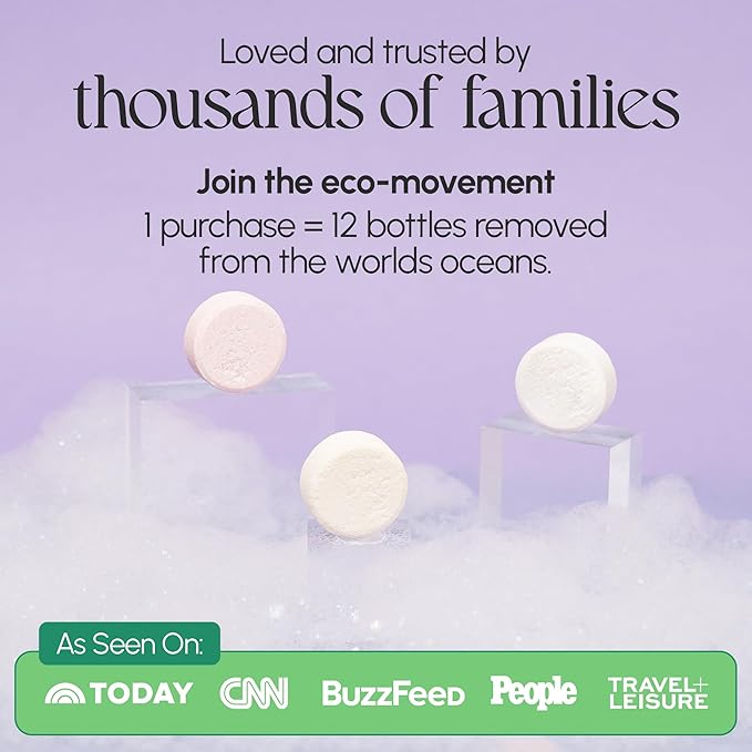 FOMIN Foaming Hand Soap Refills (16 Pack) - Basil Mandarin Foaming Hand Soap Tablets - Skin Friendly Foam Soap Refill for Hand Wash - Makes 128 fl oz (16 x 8 fl oz)