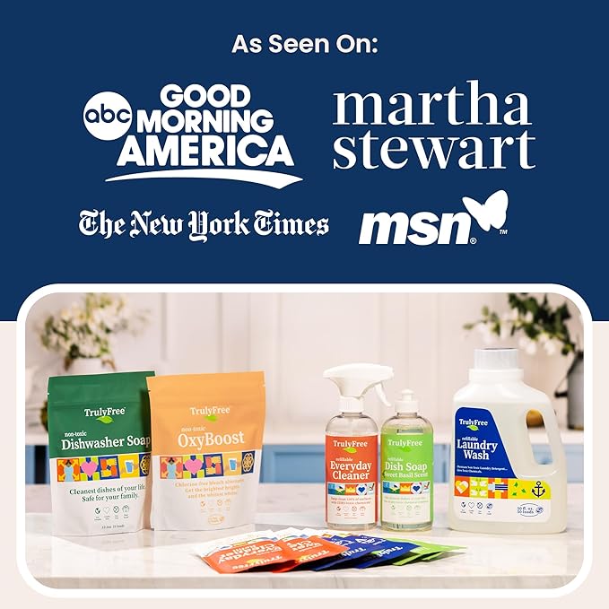 Truly Free Stone & Steel Cleansing Polish Starter Kit - Quartz, Marble, Granite, Stone Countertop, Oven, Stainless Steel Cleaner - 16oz Spray Bottle, 2 Refills (4oz) No Harmful Ingredients