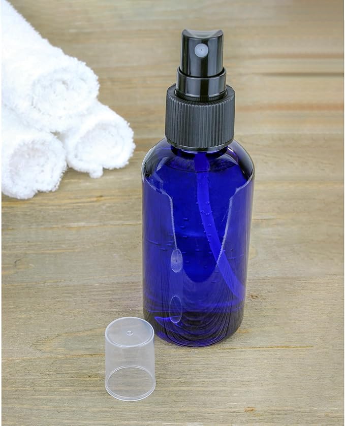 Cornucopia Brands 4oz Blue PLASTIC Fine Mist Spray Bottles (120-Pack); BPA-Free Plastic Spritzer Bottles, Labels Included; PET #1 Plastic Bottles