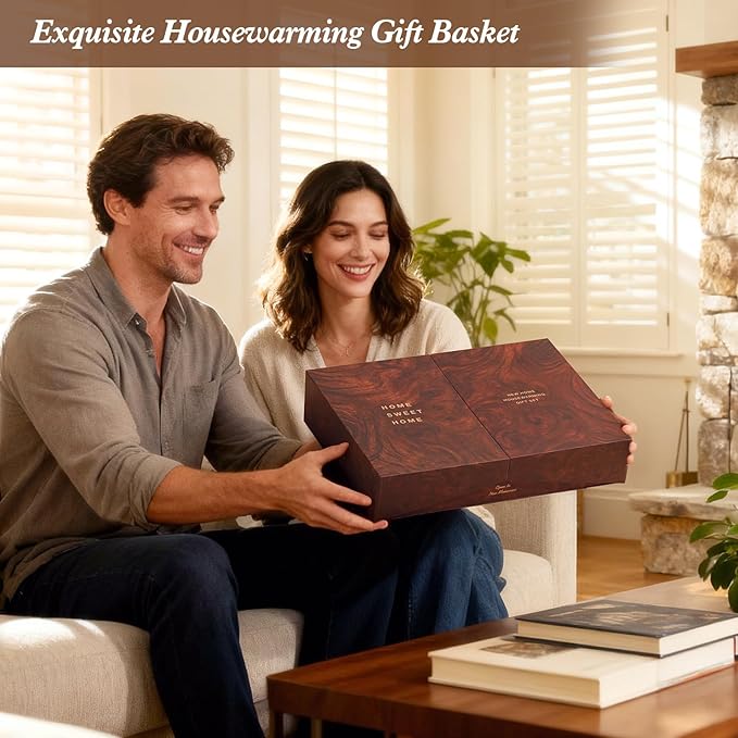 Luxury Kitchen Gift Set for Housewarming – Marble Cheese Board, Acacia Wooden Grinders, Cheese Knives & Utensils, Coaster Set – Elegant Charcuterie & Cooking Gift Box for Women, Couples, New Home