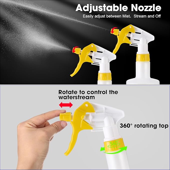 Eccliy 12 Pcs 16 Oz Plastic Spray Bottle, Adjustable Empty Reusable Sprayer for Cleaning, Planting, Water, Bathroom and Kitchen, BBQ, Commercial and Residential (Multicolored,Measurement)