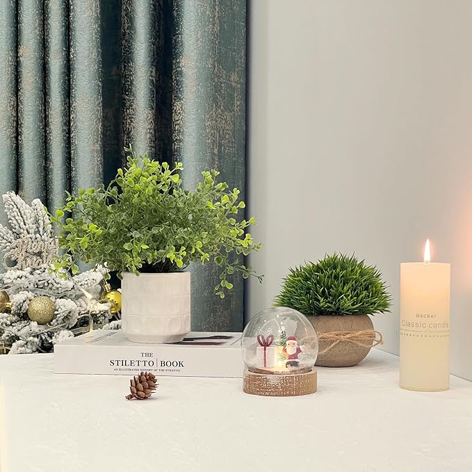 4 Pack Small Fake Plants, Artificial Plants Indoor for Home Decor, Mini Fake Plant Set Greenery for Shelf Kitchen Bathroom Farmhouse Office Room Decor