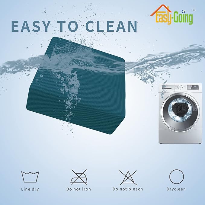 Easy-Going Stretch Square Ottoman Cover Folding Storage Stool Furniture Protector Soft Slipcover with Elastic Bottom (30x30x15inch, Peacock Blue)