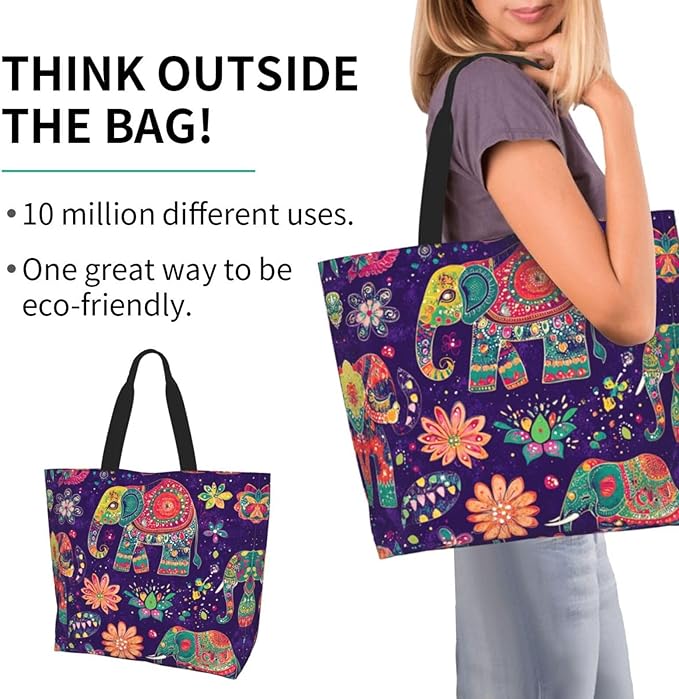 Tote Bag Shoulder Bags for Women Grocery Shopping Bag Reusable Bags Boho-Red Paisley 1