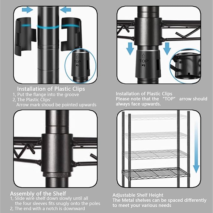 Xiofio 5-Tier Plant Stand for Indoor Outdoor, Reinforced Plant Shelf for Multiple Plants Plant Rack ,Adjustable Plant Stand Suitable for Bedroom Living Room Balcony Garden,Black