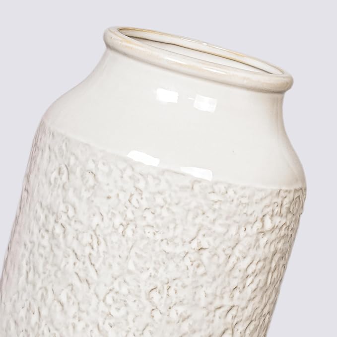 White Ceramic Vase, Minimalist White Vases for Flowers, Modern Decorative Vase for Home Decor, Centerpiece Wedding Dining Living Room Kitchen Decor 9 inch