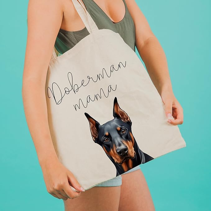 Dog Mama Tote Bag – Cute Dog Lover Canvas Bag, Reusable Shopping Shoulder Bag for Women, Pet Mom Gift,