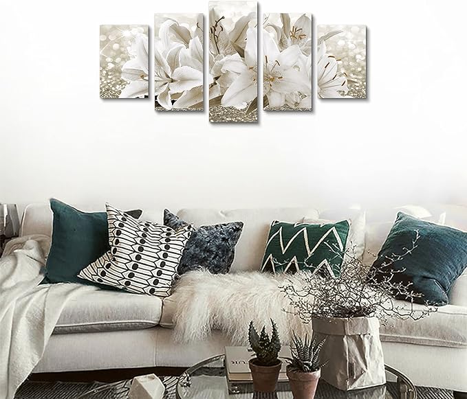 LUDUHU Arts Modern Flower Theme Wall Art - Abstract Orchid Canvas Wall Decor Flower Abstract Painting Still Life Canvas Wall Art for Home Decor (B,Oversize 60x30inch)