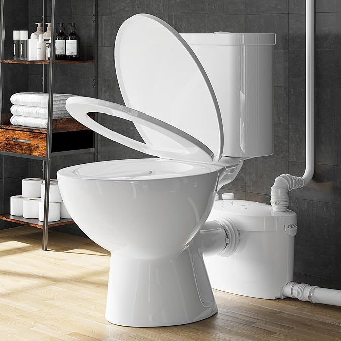 Simple Project 750W PRO Macerating Toilet System - High Powerful, Upflush Toilet for Basement with 4 Water Inlet & Attics, Dual Flush Toilets with Macerator Pump, Quiet Operation, Space Saving