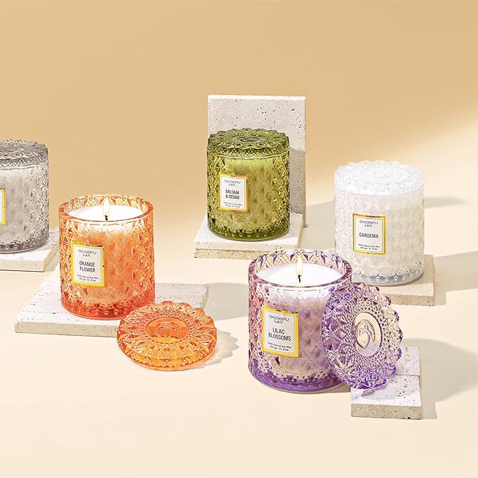 Chloefu LAN Lilac Blossoms Scented Candle, Highly Floral Fragranced Candle, Natural Soy Wax Candle Gift, Candles Gifts for Women, 55 Hours Long Burning, Home Decorative, 8.1 oz