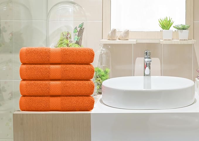 DAN RIVER 6-Pack Premium Hand Towels (16x28 Inches) - 100% Cotton, Ultra Soft, Lightweight, Highly Absorbent Towels for Bathroom, Spa, Gym, Salon, Hotel, and Travel - 550 GSM โ Orange