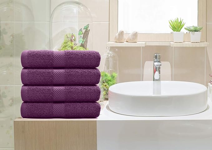DAN RIVER 6-Pack Premium Hand Towels (16x28 Inches) - 100% Cotton, Ultra Soft, Lightweight, Highly Absorbent Towels for Bathroom, Spa, Gym, Salon, Hotel, and Travel - 550 GSM โ Purple Passion