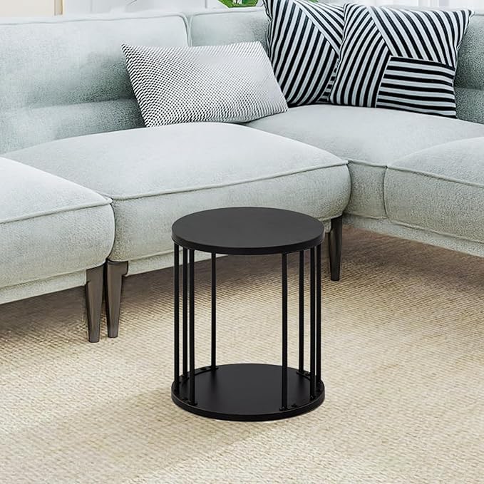 HDANI Small Round Wooden Step Stool for Kids Adults, 300lbs Load Capacity Garden Stool, Non-Slip Small Stool for Plant Stand, Kitchen, Bathroom and Bedroom, Black